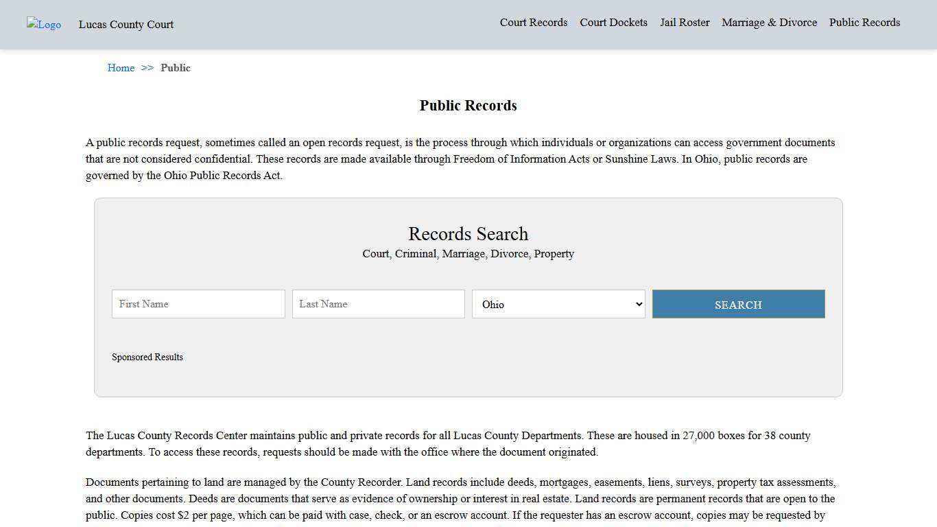 Public Records | Lucas County Court