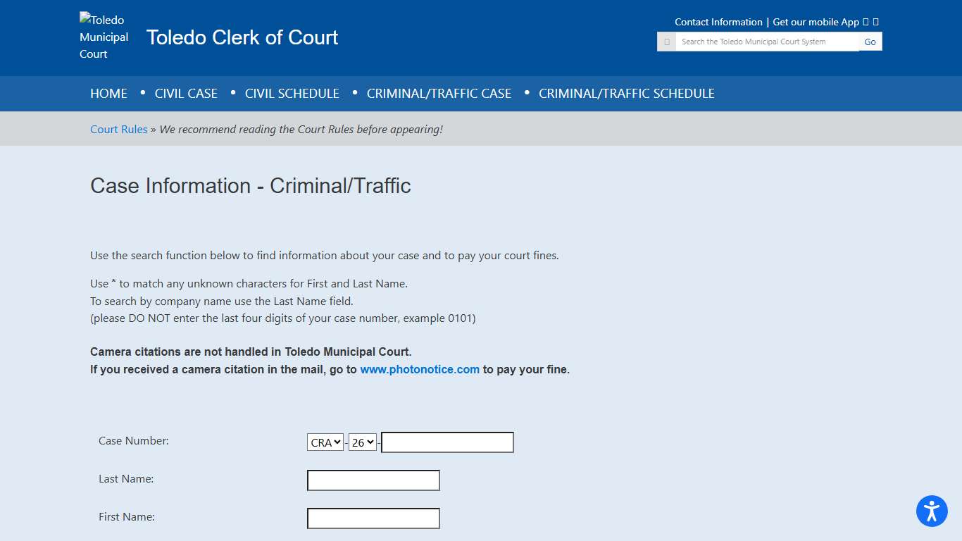 Case Information - Toledo Clerk of Court || Vallie Bowman-English