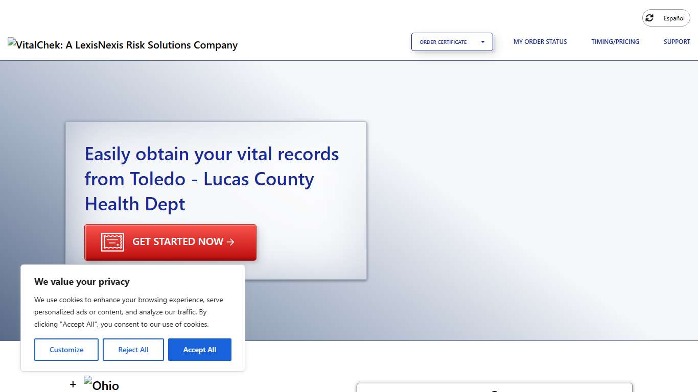 Toledo - Lucas County Health Dept (OH) | Order Certificates - VitalChek
